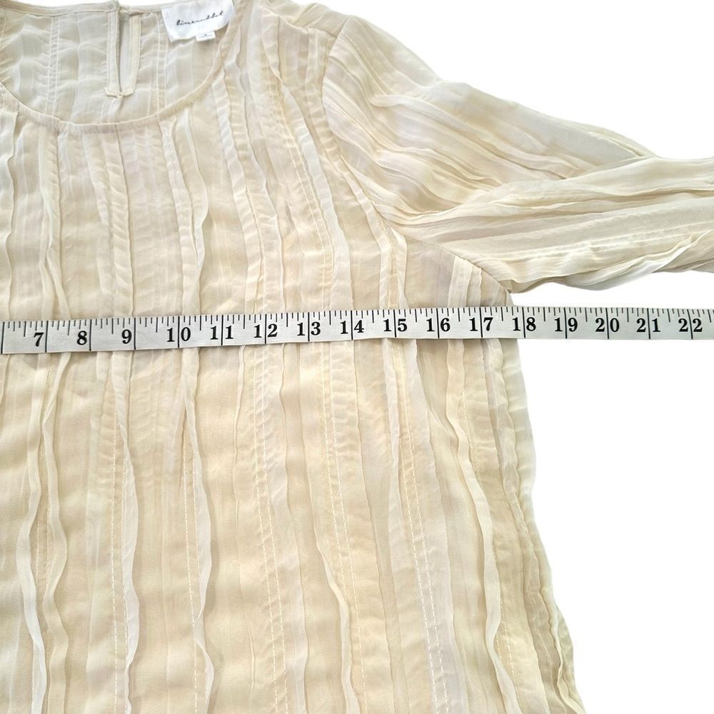 Line & Dot Ivory‎ Ruffle Pleaded Sheer Blouse, Small - Picture 10 of 11